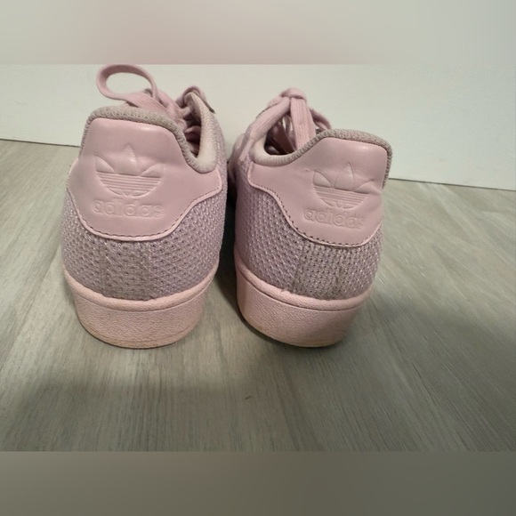 ADIDAS BABY PINK WEAVE SUPERSTAR TRAINERS SIZE 6 GOLD Logo - Picture 6 of 6